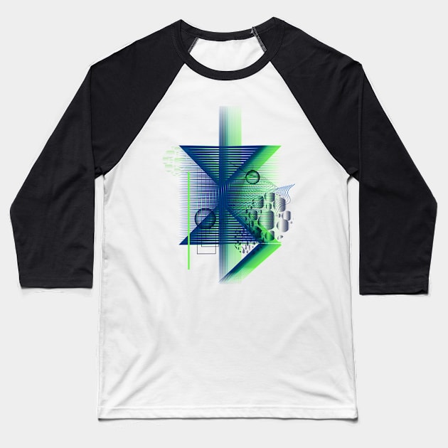 Galaxy Space Geometric blue abstract Baseball T-Shirt by soycarola